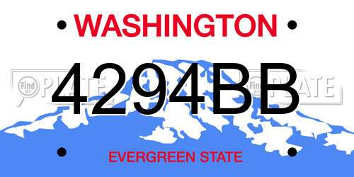 4294BB Washington License Plate
