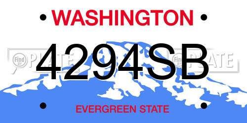 4294SB Washington License Plate