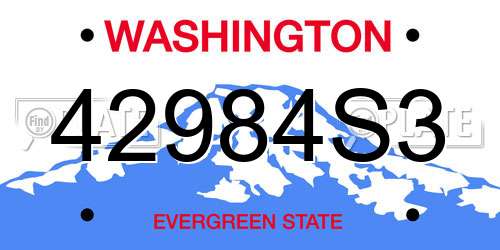 42984S3 Washington License Plate