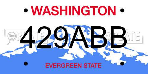 429ABB Washington License Plate