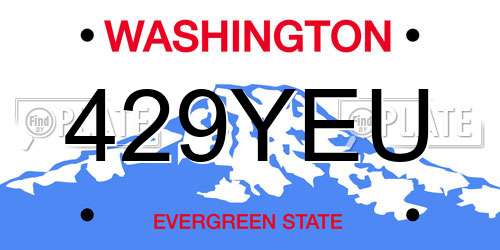 429YEU Washington License Plate