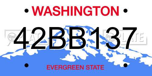 42BB137 Washington License Plate