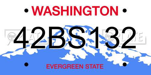 42BS132 Washington License Plate