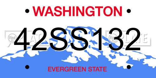 42SS132 Washington License Plate