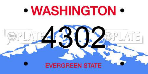 4302 Washington License Plate
