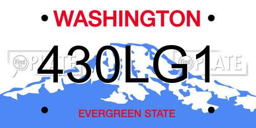 430LG1 Washington License Plate