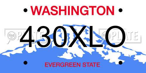 430XLO Washington License Plate