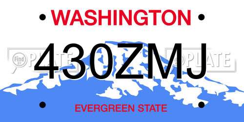 430ZMJ Washington License Plate