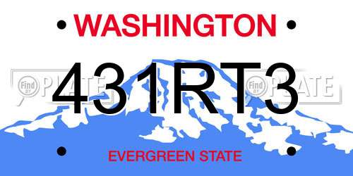 431RT3 Washington License Plate