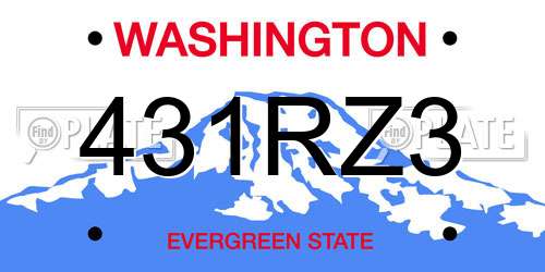 431RZ3 Washington License Plate