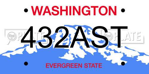 432AST Washington License Plate