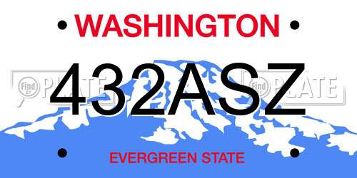 432ASZ Washington License Plate