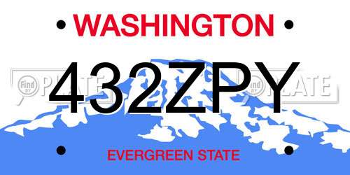 432ZPY Washington License Plate
