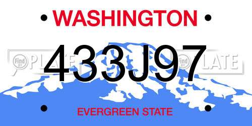 433J97 Washington License Plate