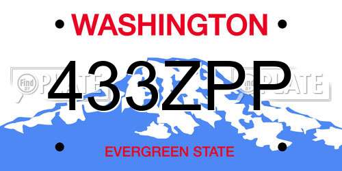 433ZPP Washington License Plate