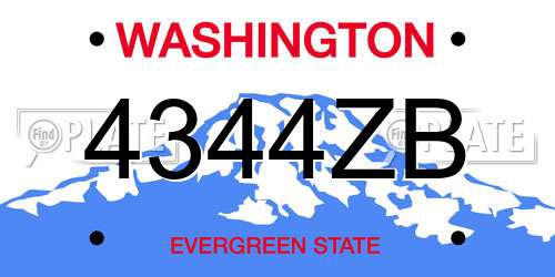 4344ZB Washington License Plate