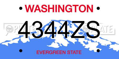 4344ZS Washington License Plate