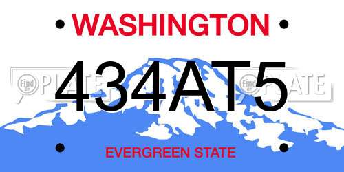 434AT5 Washington License Plate