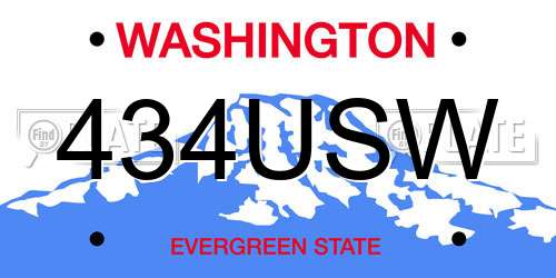 434USW Washington License Plate