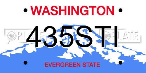 435STI Washington License Plate