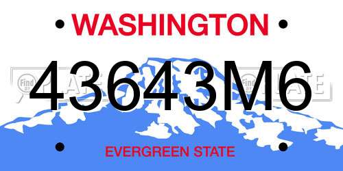 43643M6 Washington License Plate