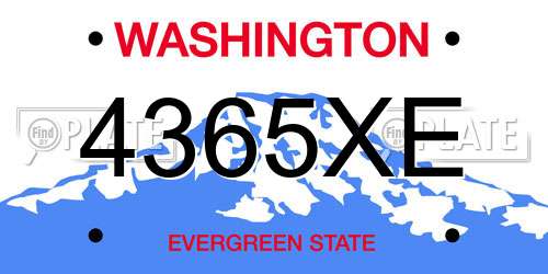 4365XE Washington License Plate