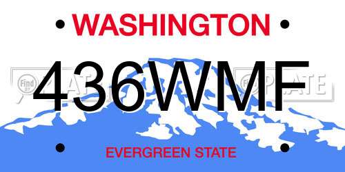 436WMF Washington License Plate