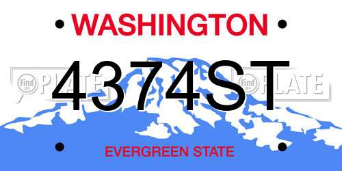 4374ST Washington License Plate