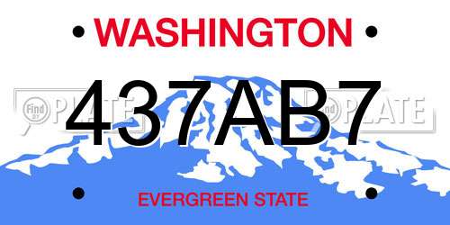 437AB7 Washington License Plate