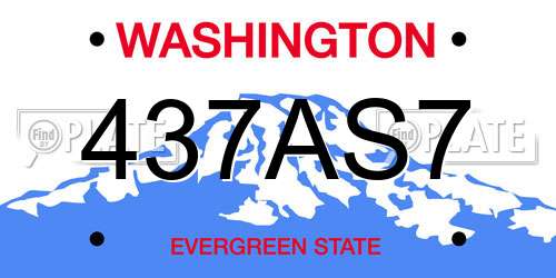 437AS7 Washington License Plate