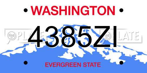 4385ZI Washington License Plate