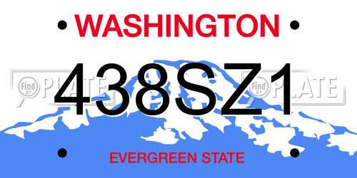 438SZ1 Washington License Plate