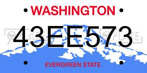 43EE573 Washington License Plate