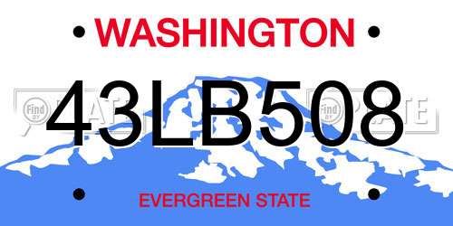 43LB508 Washington License Plate