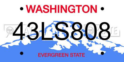 43LS808 Washington License Plate
