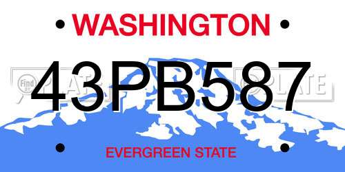 43PB587 Washington License Plate
