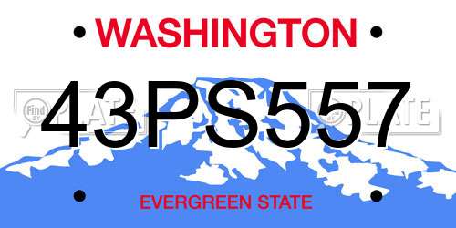 43PS557 Washington License Plate