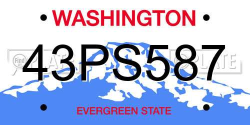 43PS587 Washington License Plate