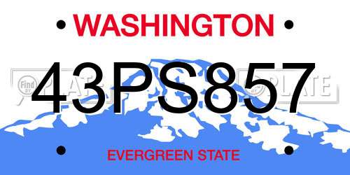 43PS857 Washington License Plate