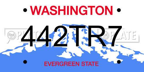 442TR7 Washington License Plate