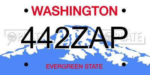 442ZAP Washington License Plate
