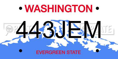 443JEM Washington License Plate
