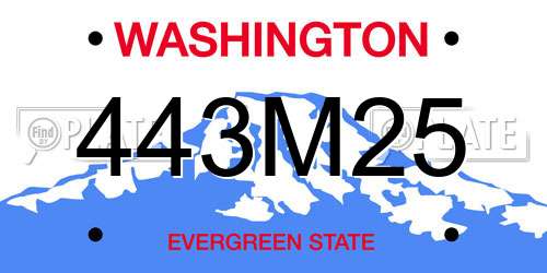 443M25 Washington License Plate