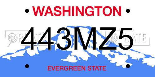 443MZ5 Washington License Plate