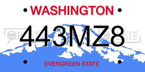 443MZ8 Washington License Plate