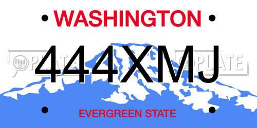 444XMJ Washington License Plate