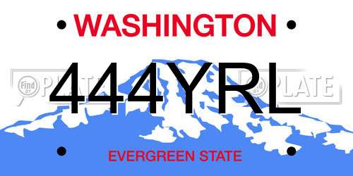 444YRL Washington License Plate