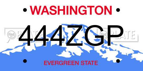 444ZGP Washington License Plate