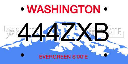 444ZXB Washington License Plate