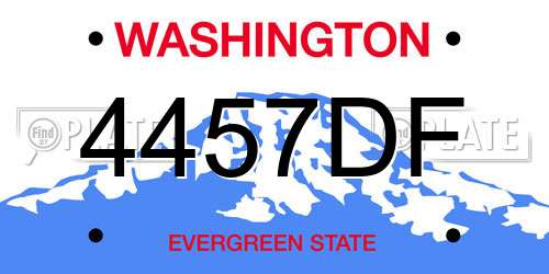 4457DF Washington License Plate